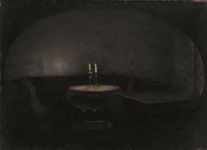 Vilhelm Hammershoi Paintings Stampe: Interior. Artificial Light (Interior. Kunstigt lys), 1909. Creator: Hammershoi