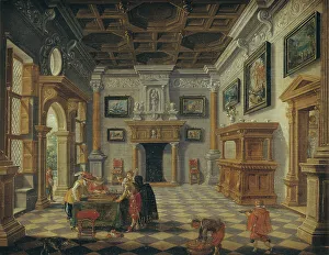 Heritage Art From Netherlands Stampe: Interior with Backgammon Players at Table