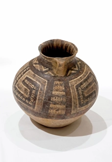 Decorative Geometric Art Stampe: Jar with hatched and rectangular meander design, about 2200-2000 B.C.E.. Creator: Unknown