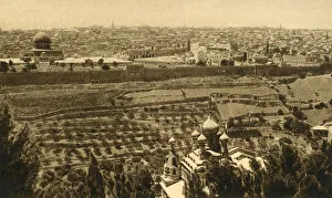 Monochrome Cityscape Photography Stampe: Jerusalem from the Mount of Olives, c1918-c1939. Creator: Unknown