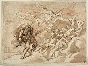 Classical Roman Mythology Stampe: Juno Commanding Aeolus to Release the Winds, n.d. Creator: Unknown