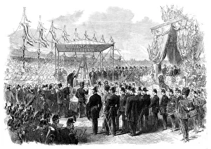 Civil Engineering History Stampe: The King of Holland laying the foundation-stone of the Amsterdam ship-canal locks