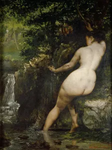 Stampe di La fonte, 1868. Trovata nella collezione del Museo d'Orsay, Parigi Gustave Courbet Stampe: La fonte, 1868.