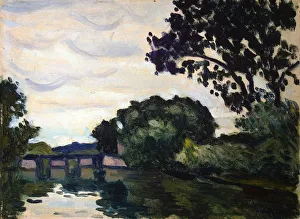 Sergei Ivanovich Gribkov Artist Stampe: Landscape with a Bridge, c1917