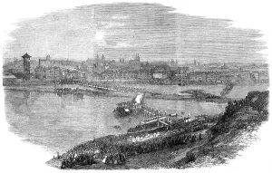 Civil Engineering History Stampe: Laying the Foundation-Stone of the new bridge at Prague, 1865. Creator: Unknown