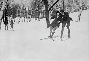 Black And White Ski Photos Stampe: Learning to ski, Quebec, between c1915 and c1920. Creator: Bain News Service