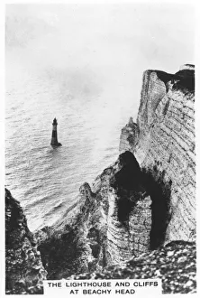 Lighthouses In The UK Stampe: The lighthouse and cliffs at Beachy Head, 1936