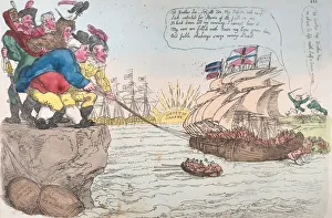 Hand Coloured Etching Art Stampe: A Long Pull A Strong Pull and a Pull Altogether, November 25, 1813. November 25, 1813