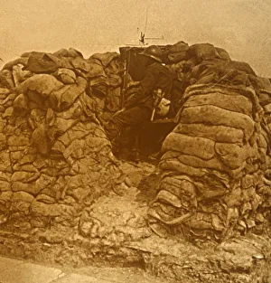 WWI Soldiers In Action Stampe: Look-out on the front line, c1914-c1918