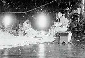 Black And White Vintage Images Stampe: Making sails at Ratsey's, between c1910 and c1915. Creator: Bain News Service