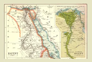 Edinburgh Geographical Institute Maps Stampe: Map of Egypt, 1902. Creator: Unknown