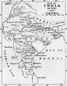 Mappa Stampe: Mappa dell'India nel 1757, (c1912)
