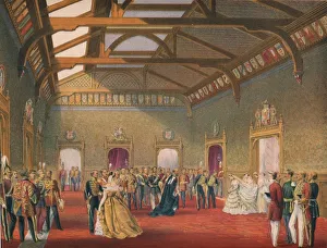 Windsor Castle Interior Stampe: Marshalling The Procession of the Bride, 1863. Artist: Robert Dudley