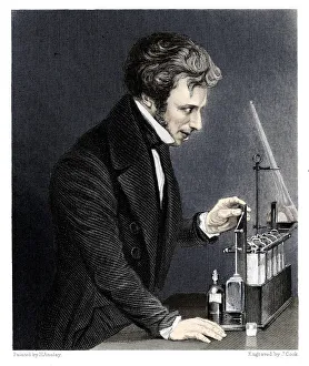 British Scientist Stampe: Michael Faraday, British chemist and physicist, c1845. Artist: J Cook