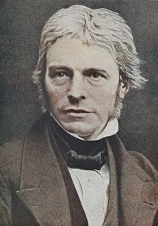 Fisici Stampe: Michael Faraday, fisico e chimico britannico, metà del XIX secolo.