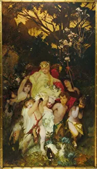 Allegory Painting Stampe: Modern Amoretti, Triptych, central panel, 1868. Creator: Makart, Hans (1840-1884)