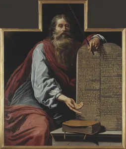 Stampe di Mosè con i dieci comandamenti. Trovato nella collezione del Nationalmuseum di Stoccolma Claude Vignon Stampe: Mosè con i dieci comandamenti.