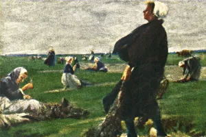 Stampe di I Net-Menders, c1928. Donne che riparano le reti. Dopo Die Netzflickerinnen di Max Liebermann, dipinto 1887-1889 Max Liebermann Stampe: I Net-Menders, c1928. Creatore: Sconosciuto.