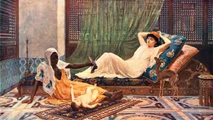 British Public Picture Galleries Stampe: A New Light in the Hareem, 1884, (c1902). Creator: Unknown