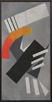 Russian Avant Garde Art Stampe: Nonrepresentational Composition on a gray background