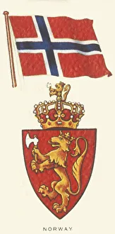 Nordic Country Flags Stampe: Norway, c1935. Creator: Unknown