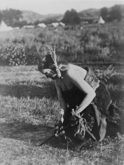 Edward Curtis Images Stampe: Offering the pipe to the Earth-Cheyenne, c1910. Creator: Edward Sheriff Curtis
