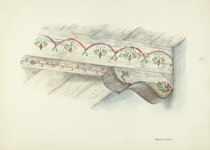 Floral Design Patterns Stampe: Painted Decorations on Ceiling, c. 1939. Creator: Harry Mann Waddell