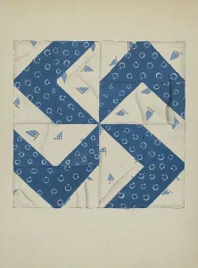 Watercolour Gouache On Paper Art Stampe: Patchwork Pattern, c. 1936. Creator: Evelyn Bailey