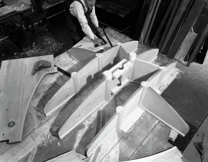 South Yorkshire History Stampe: Pattern maker, Wombwell Foundry, South Yorkshire, 1963. Artist: Michael Walters