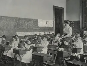 Black And White Classroom Photos Stampe: Pattern making, 1900. Creator: Frances Benjamin Johnston
