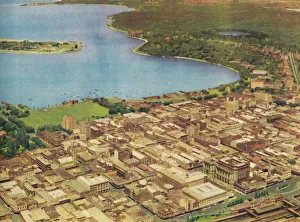 Australian Urban Landscape Stampe: Perth from the Air, c1947. Creator: Unknown