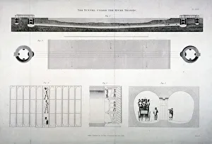 Isambard Kingdom Brunel Designs Stampe: Plan, sections and elevations of the Thames Tunnel, London, 1835. Artist: E Turrell