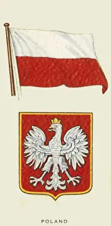 Polish Flag Stampe: Poland, c1935. Creator: Unknown