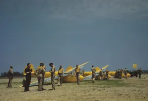 World War II Aviation Images Stampe: Preparing for take-off at the glider pilot training program
