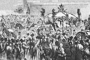 Victorian Era Transportation Stampe: The Procession to Westminster, January 31, 1856, (1901). Creator: Unknown