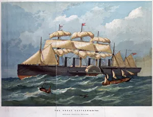 Isambard Kingdom Brunel Designs Stampe: PSS Great Eastern on the ocean, 1858