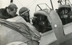 Second World War Aircraft Stampe: RAF pilot learning to fly during the Second World War, 1941. Creator: Charles Brown