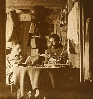 World War One Trench Life Stampe: Reading in the trenches, c1914-c1918