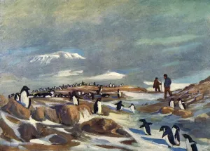 Antarctic Expedition Stampe: Return of the Penguins, c1908, (1909). Artist: George Marston
