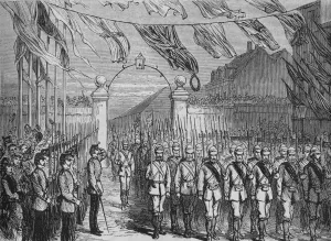 British Military Art Stampe: The Return of the Troops from Ashantee, c1880