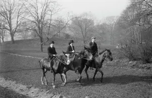 Black And White Horses Stampe: Riding - Central Park, between c1910 and c1915. Creator: Bain News Service