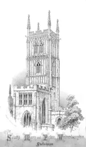 West Midlands Landmarks Stampe: Saints Mary and Peter, Wolverhampton. Staffordshire, c1850s