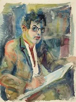 Private Collection Watercolour Paintings Stampe: Self-portrait, c1925. Creator: Schlichter, Rudolf (1890-1955)