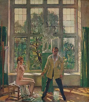 British Modern Art Stampe: Self-portrait with model, c1905, (c1932). Artist: William Newenham Montague Orpen