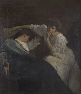 Art Nouveau Painting Stampe: A Shadow, 1908. Creator: De Stefani, Vincenzo (1859-1937)