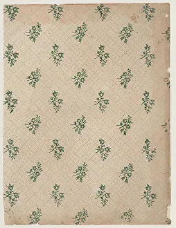 Nineteenth Century Botanical Illustration Stampe: Sheet with dot grid pattern with bouquets, 19th century. Creator: Anon