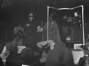 Black And White America Stampe: Sidewalk performance or carnival performance