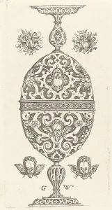 Decorative Floral Design Stampe: Two small goblets superimposed in reverse, published 1579. Creator: Georg Wechter I