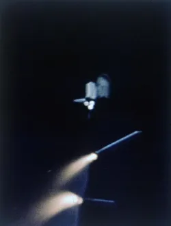 Space Shuttle Launch Stampe: Solid rocket booster separates, first Space Shuttle flight, 12 April 1981. Creator: NASA