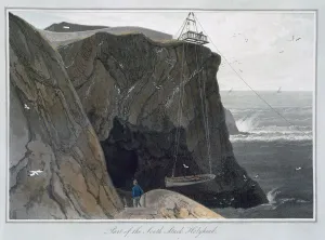 British Geographical Feature Stampe: Part of the South Stack, Holyhead, Anglesey, Wales, 1829. Artist: William Daniell